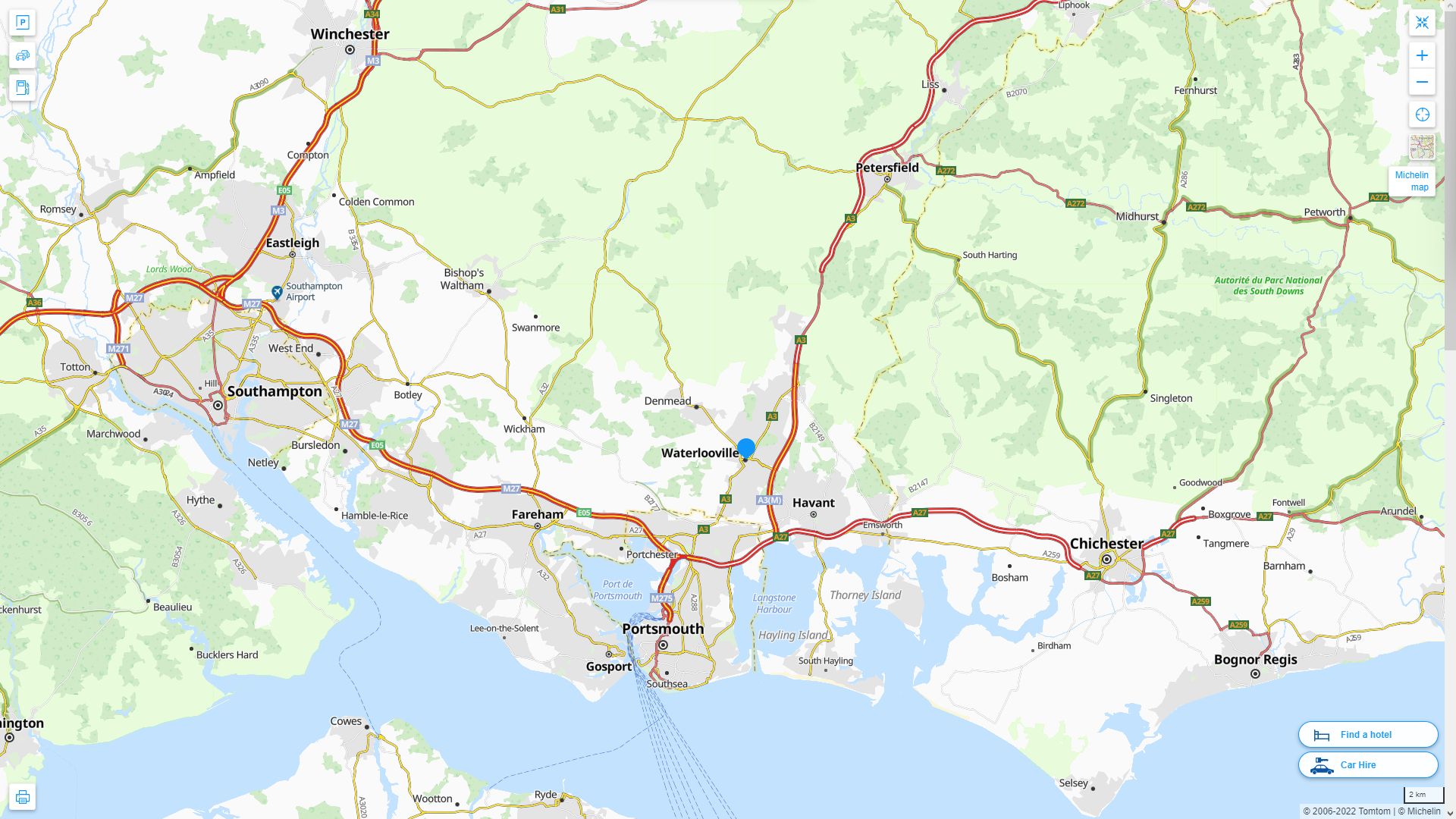 Waterlooville Royaume Uni Autoroute et carte routiere